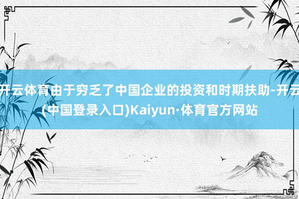 开云体育由于穷乏了中国企业的投资和时期扶助-开云(中国登录入口)Kaiyun·体育官方网站