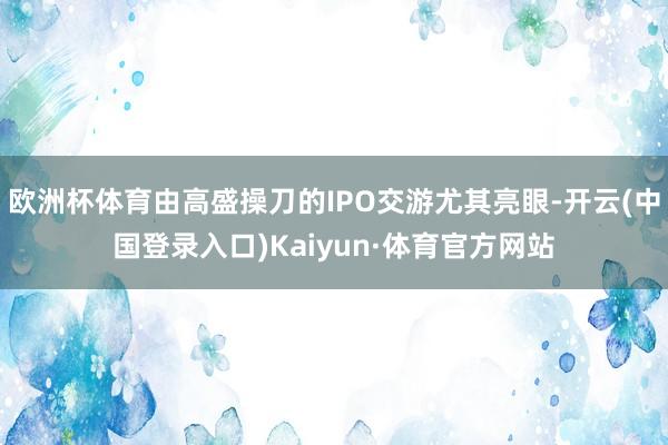 欧洲杯体育由高盛操刀的IPO交游尤其亮眼-开云(中国登录入口)Kaiyun·体育官方网站